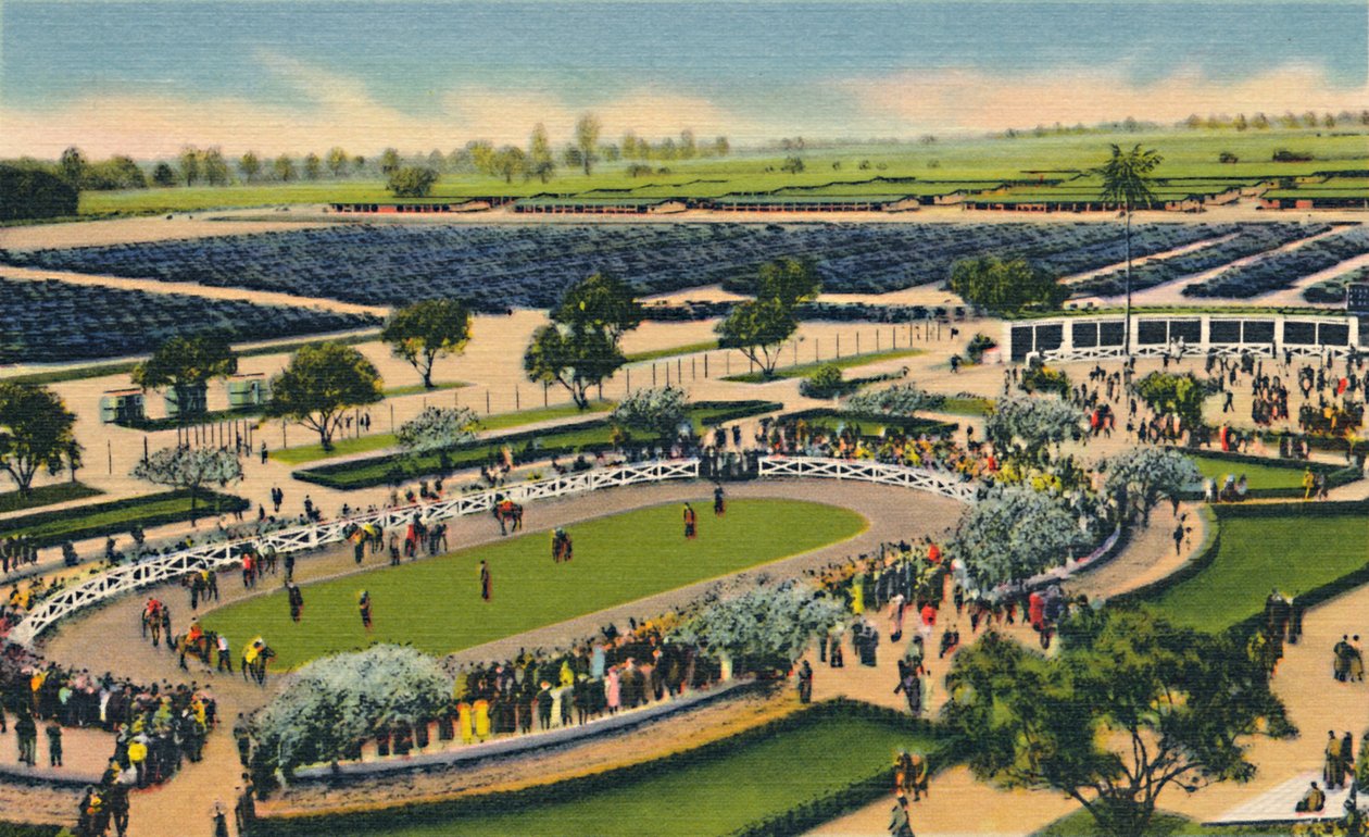A Santa Anita karámja, Los Angeles Turf Club, Arcadia, California, 1930-as évek. alkotó: Unbekannt