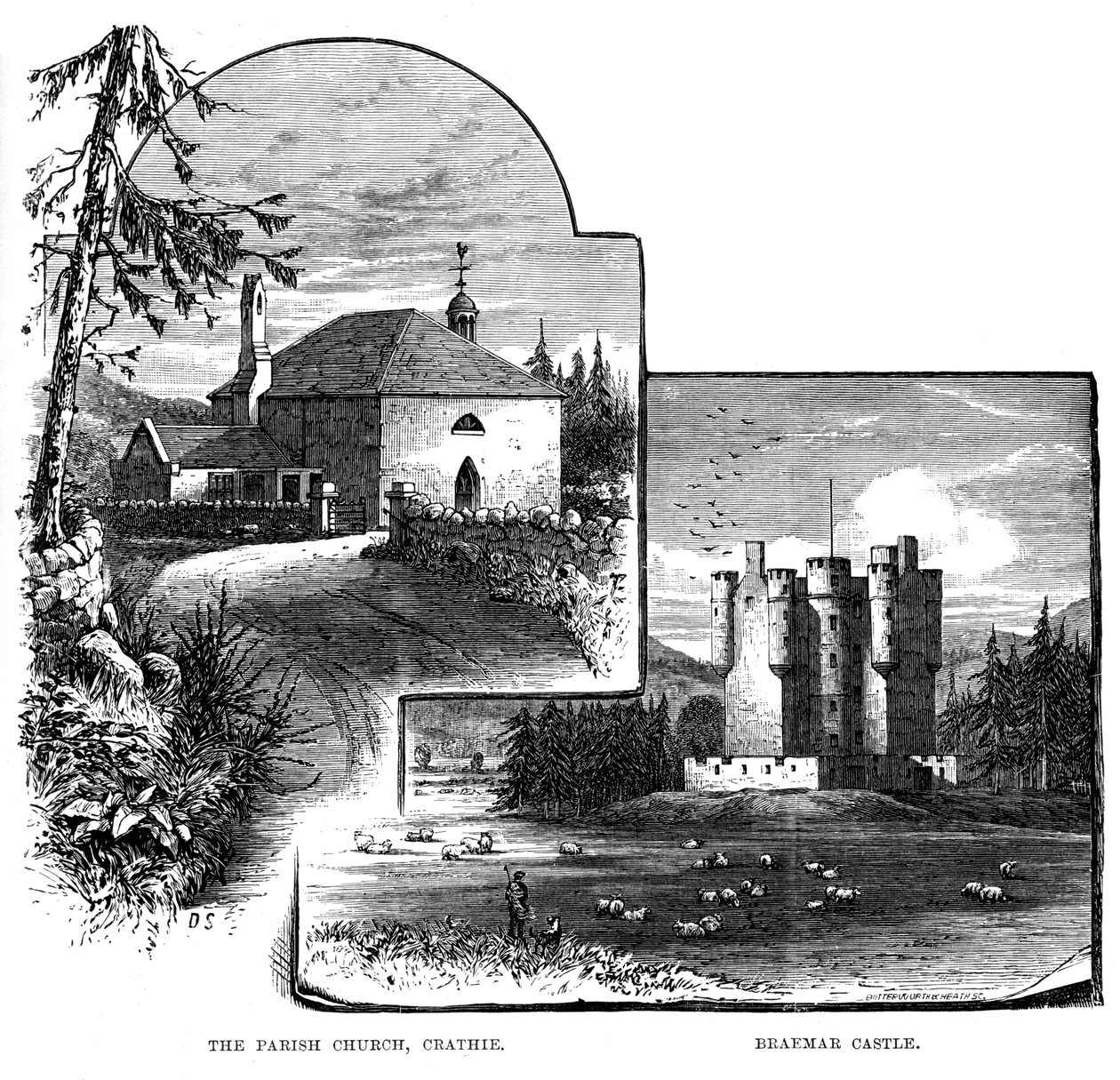 A plébániatemplom, Crathie és Braemar kastély, Skócia, 1900 alkotó: Unbekannt
