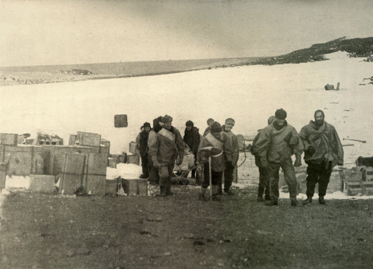 A parti, amely feljutott az Erebus-hegyre, elhagyva a kunyhót, 1908, 1909. alkotó: Unbekannt