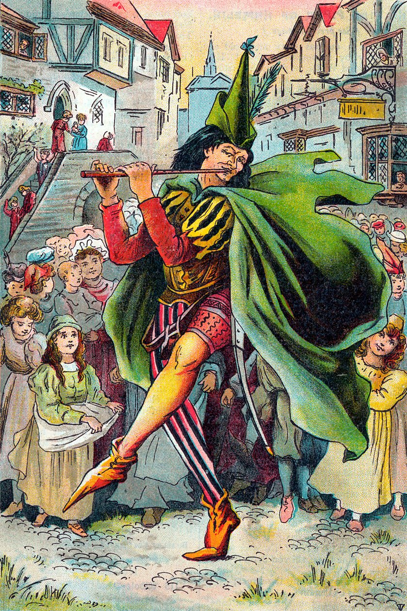 A Pied Piper elvezeti Hamelin gyermekeit, 1899 alkotó: Unbekannt