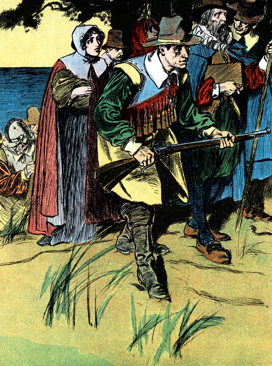 A zarándok atyák Amerikába érkezésük után, 1620 c1900 alkotó: Unbekannt