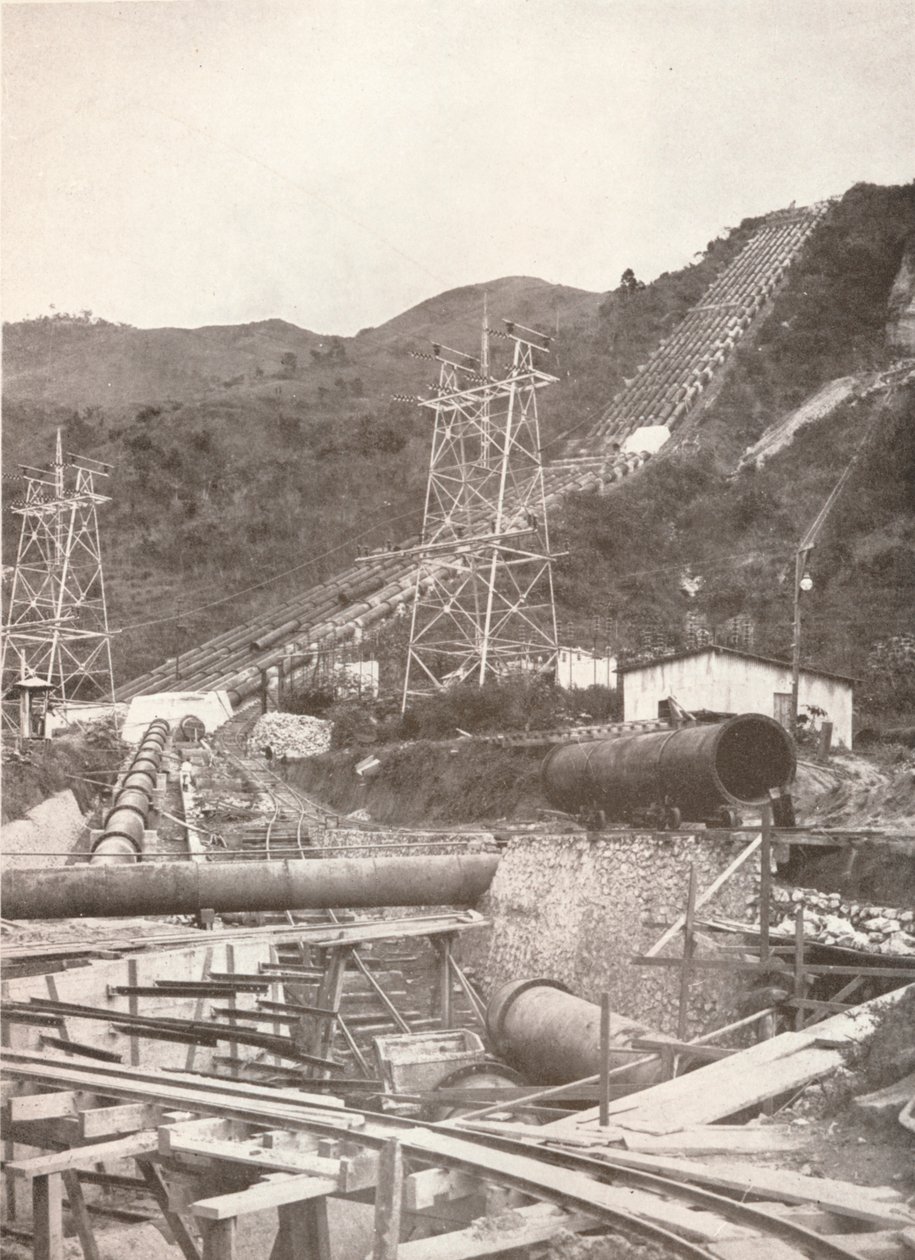 The Pipes at Ribeirao das Lajes: Rio Light and Power Works, 1914 alkotó: Unbekannt