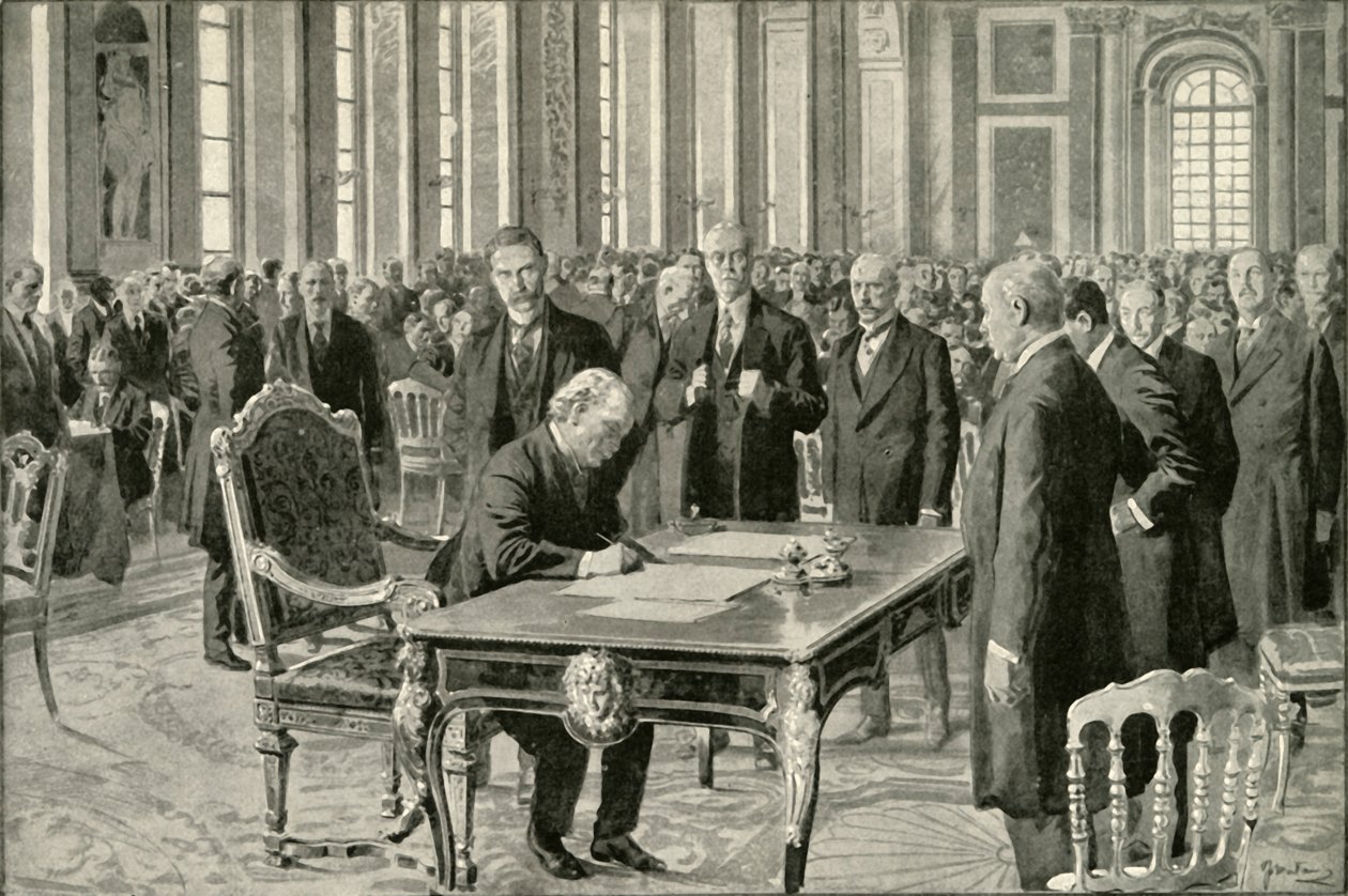 Nagy-Britannia miniszterelnöke aláírta a békeszerződést, 1919. alkotó: Unbekannt