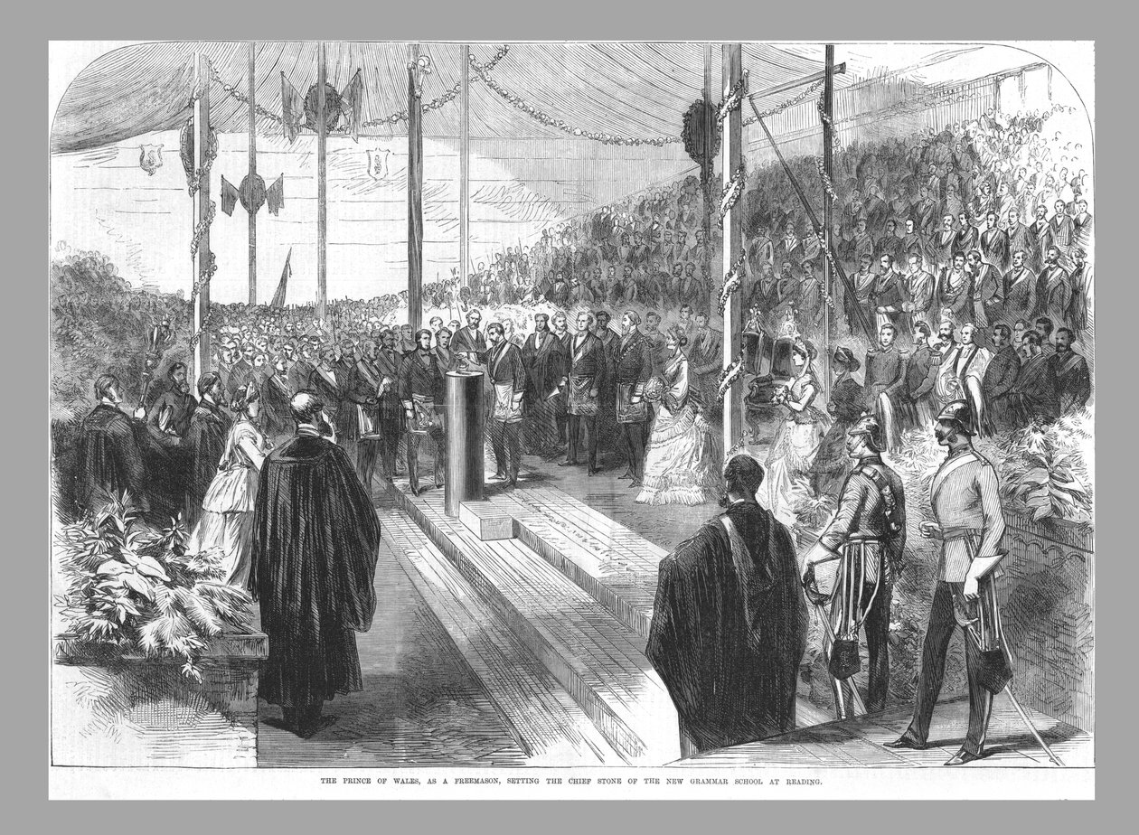 A walesi herceg a vezető követ a Readingi Új Gimnáziumban, 1870 alkotó: Unbekannt