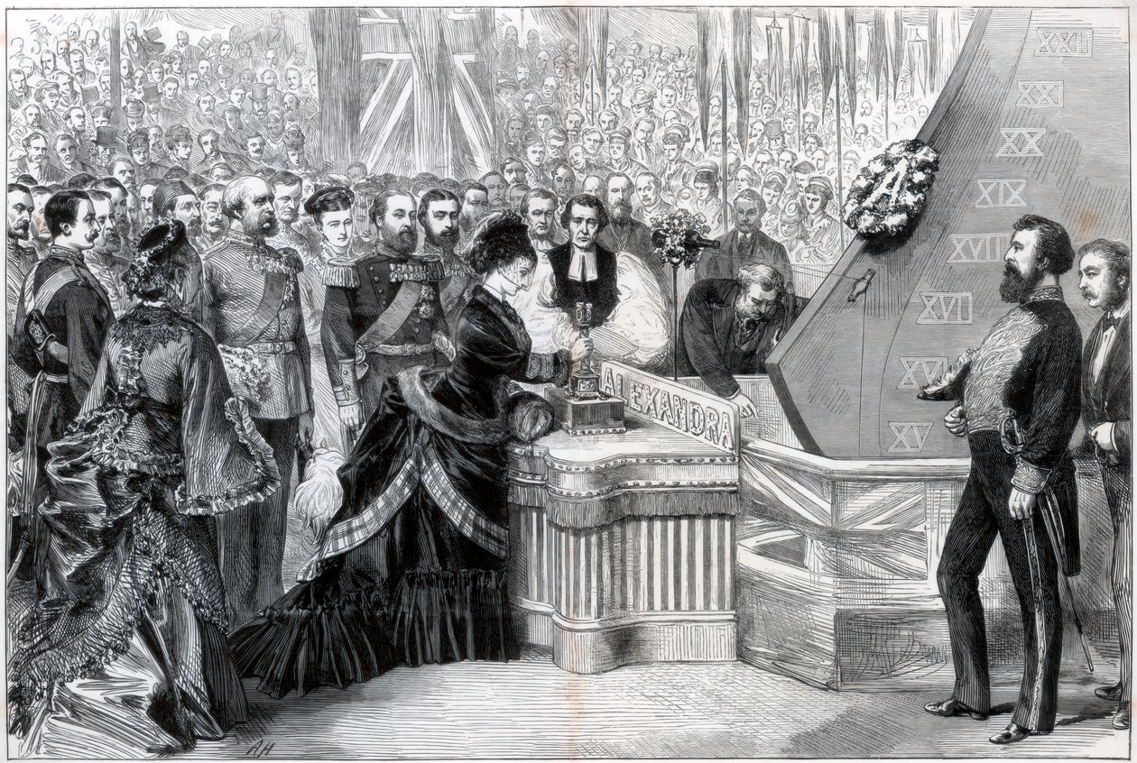 A walesi hercegnő vízre bocsátja az új vaskalapácsos Alexandra hajót, 1875 alkotó: Unbekannt