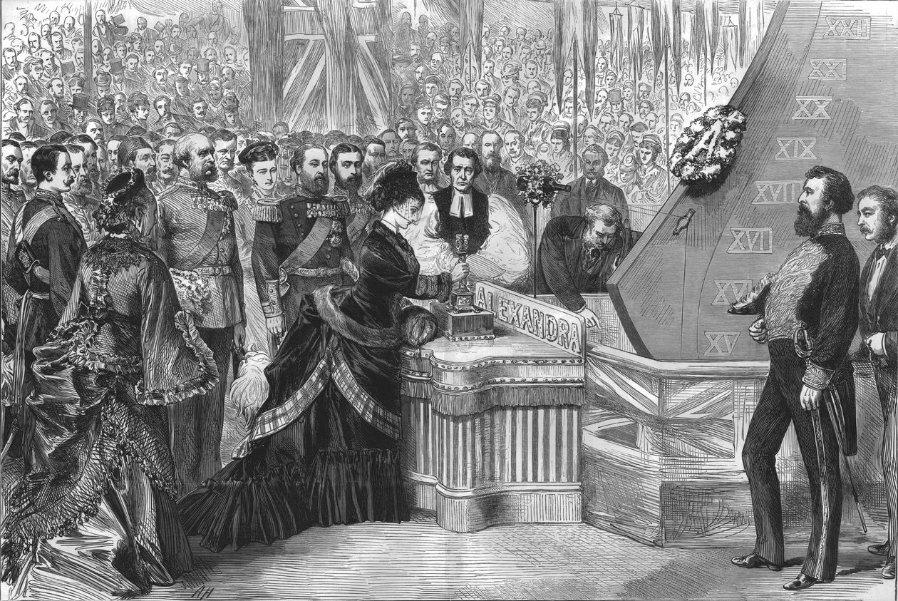 A walesi hercegnő vízre bocsátja az új vaskalapácsos Alexandra hajót, 1875 alkotó: Unbekannt