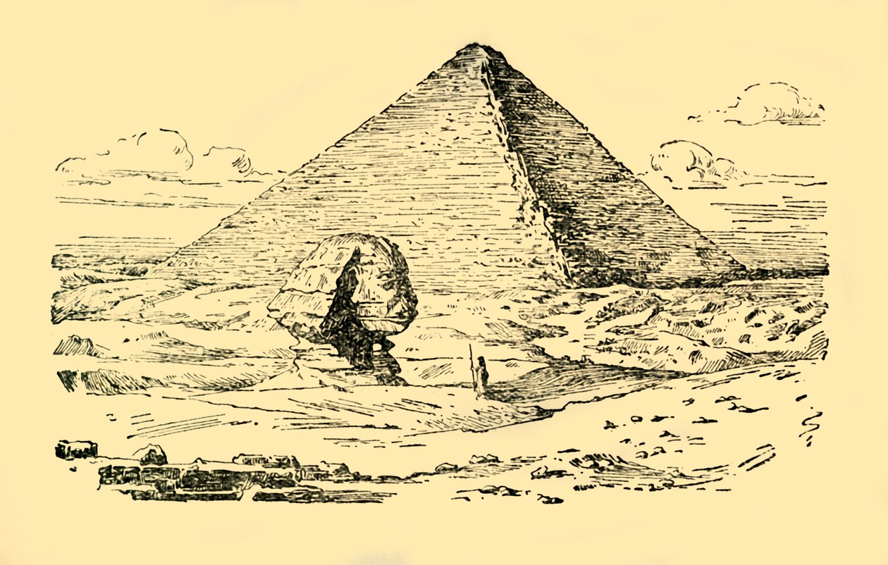 Khufu király piramissírja és a Nagy Szfinx Gizehben, Egyiptomban, 1930. alkotó: Unbekannt