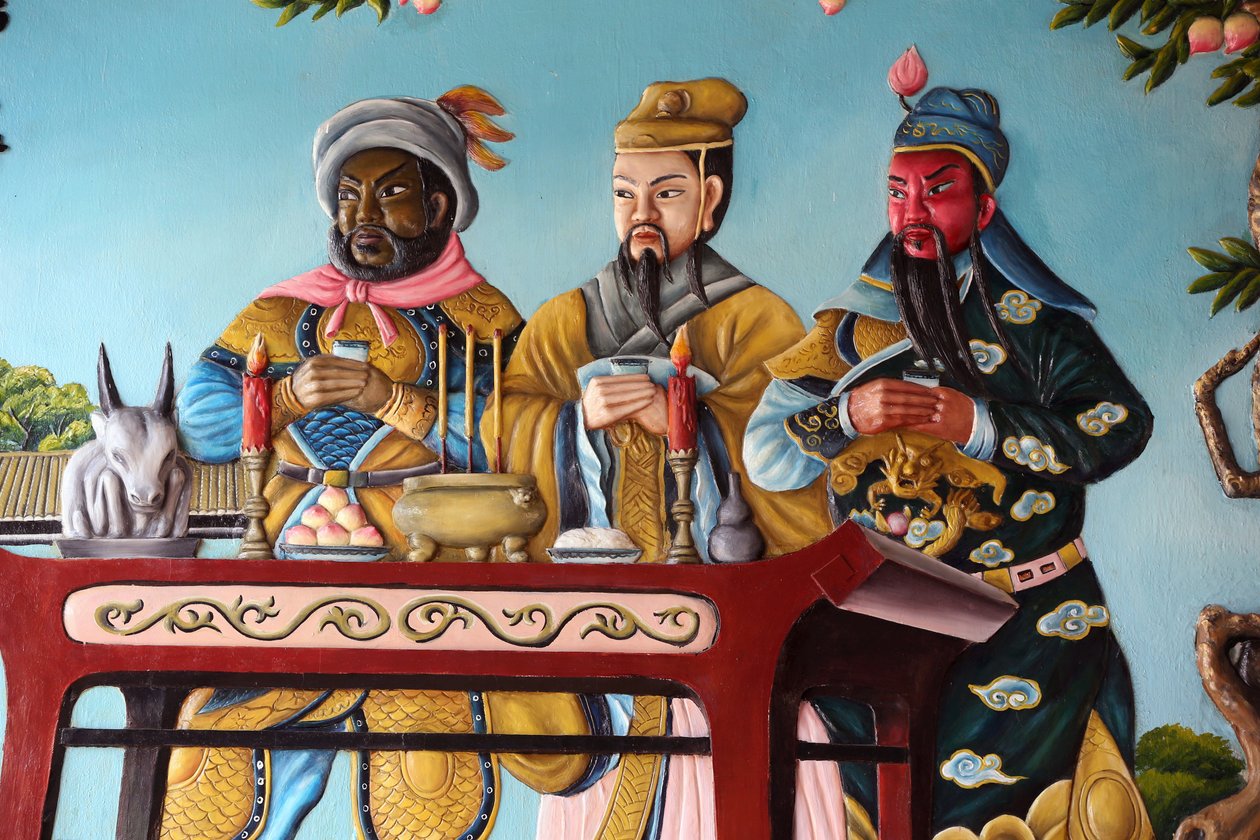 A Quang Trieu (kantoni) kongresszusi terem. Díszes fal. Hoi An. Vietnam alkotó: Unbekannt