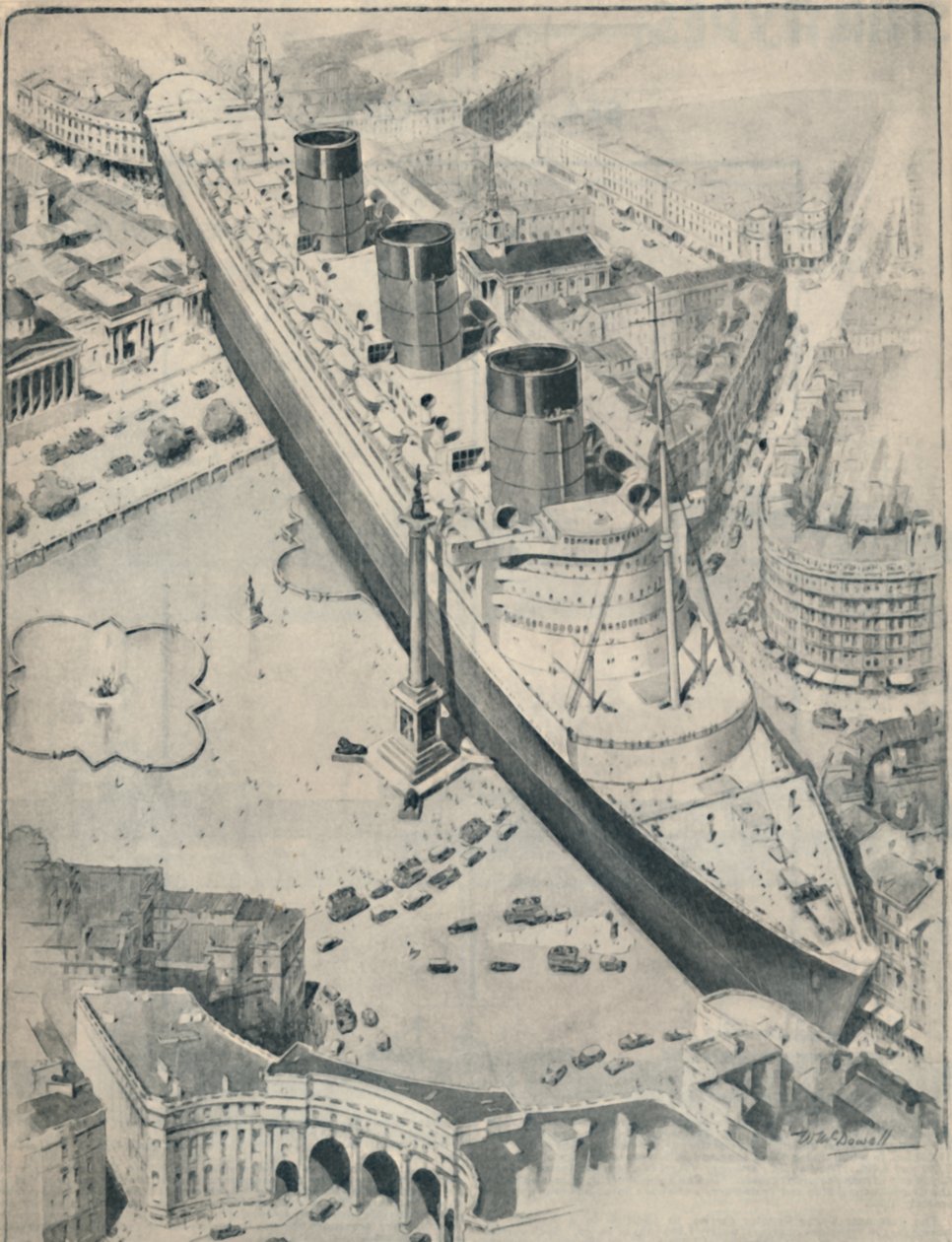 Mária királynő a Trafalgar Square-hez viszonyítva, London, 1936 alkotó: Unbekannt