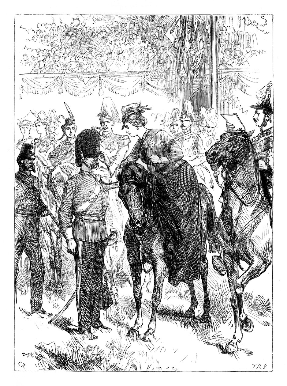 A királynő a Victoria kereszteket osztja a Hyde Parkban, London, 1850-es évek, 1888 alkotó: Unbekannt