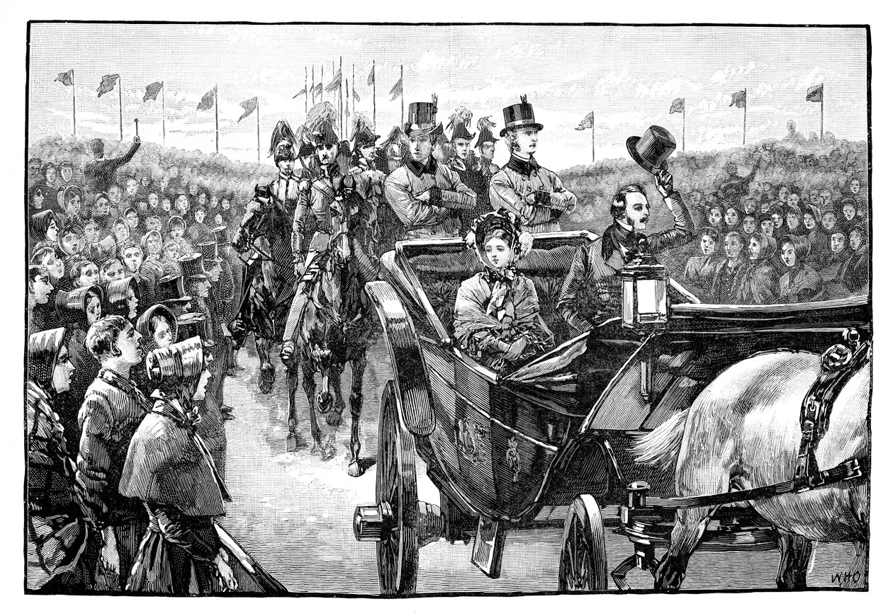 A Queens érkezése a Manchester melletti Peel Parkba, 1851, 1888 alkotó: Unbekannt