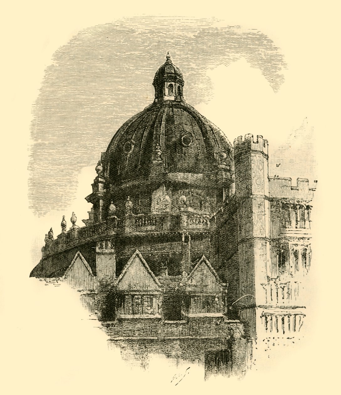 A Radcliffe-könyvtár, a Brasenose négyszögéből, 1898. alkotó: Unbekannt