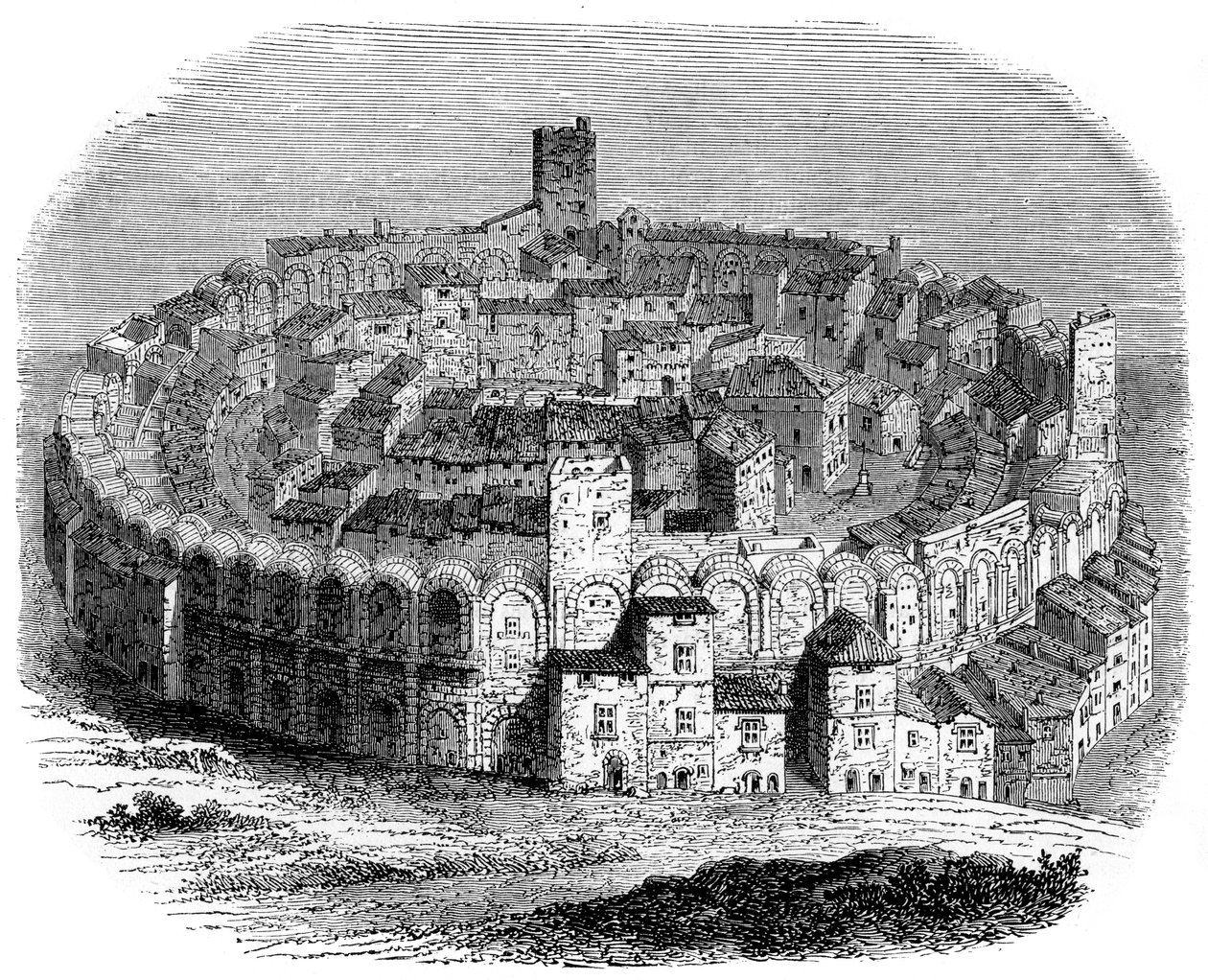A római aréna Arles-ban, Provence, Franciaország, 1666-ban 1882-1884 alkotó: Unbekannt