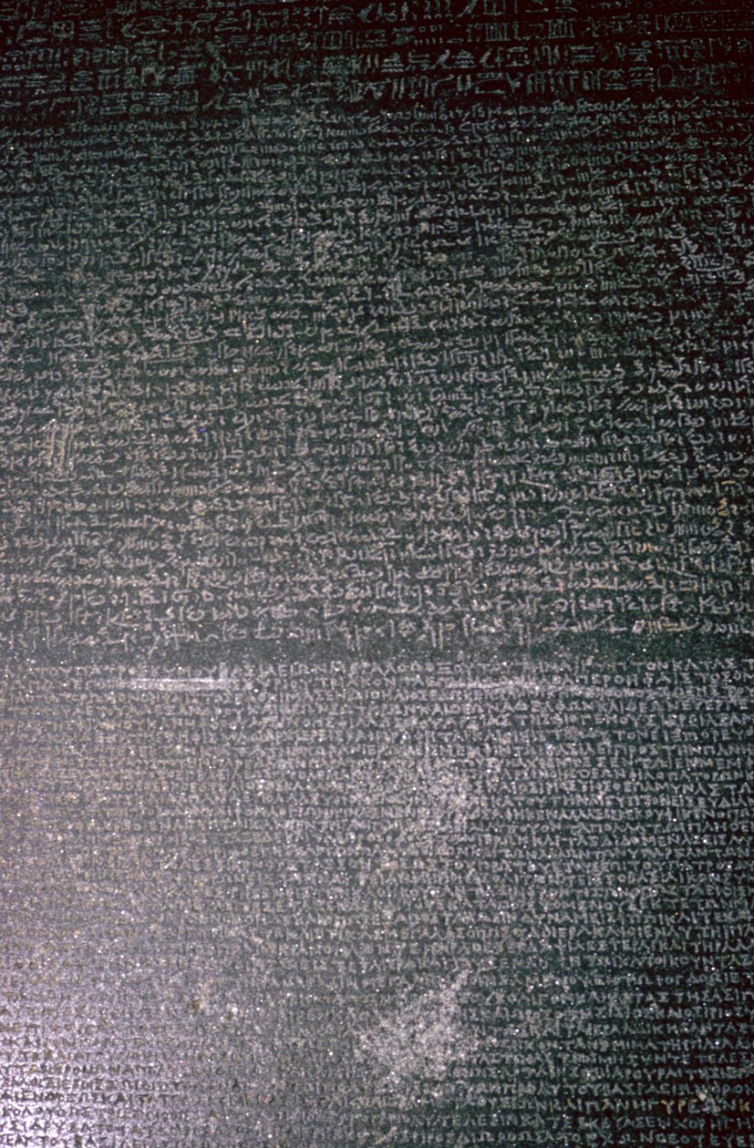 A Rosetta-kő, egyiptomi, ptolemaioszi korszak, ie 196 alkotó: Unbekannt