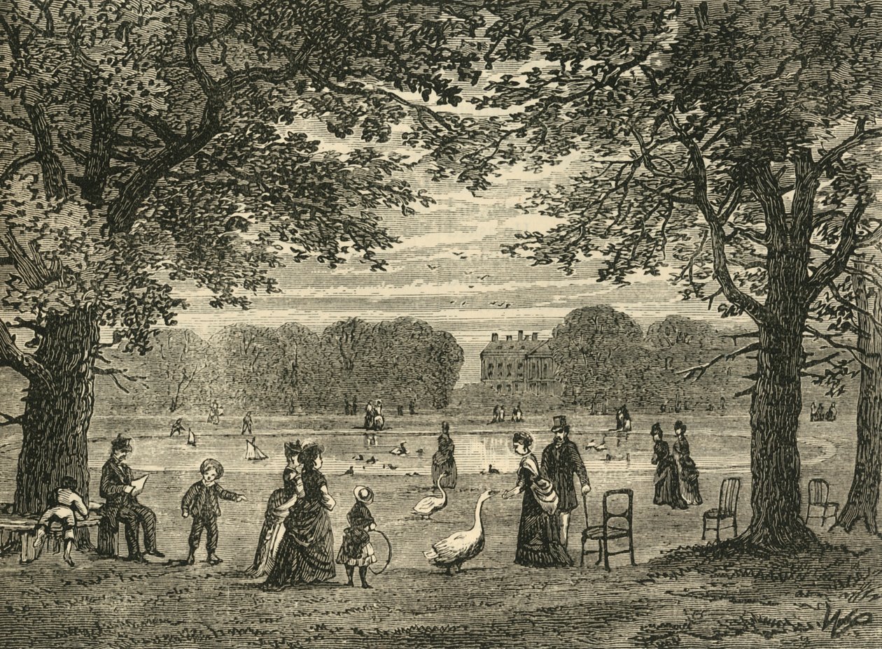 The Round Pond, Kensington Gardens, 1876. alkotó: Unbekannt