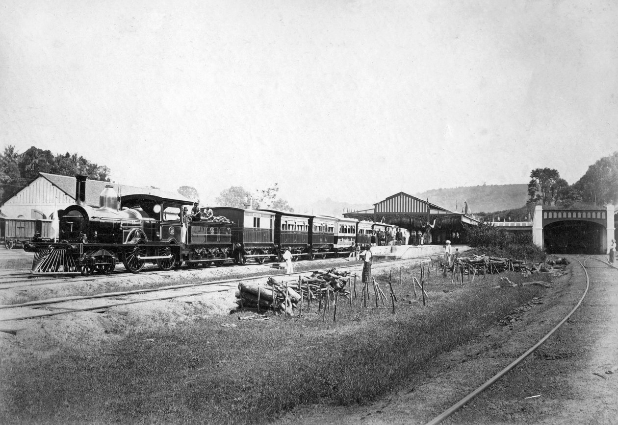 A királyi vonat Kandy állomásról indul, Sri Lanka, 1910-es évek alkotó: Unbekannt