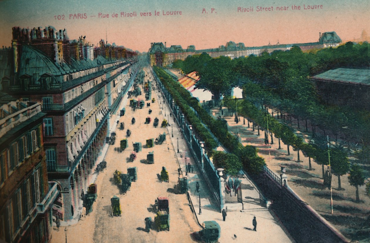 A Rue de Rivoli a Louvre felé néz, Párizs, 1920 alkotó: Unbekannt