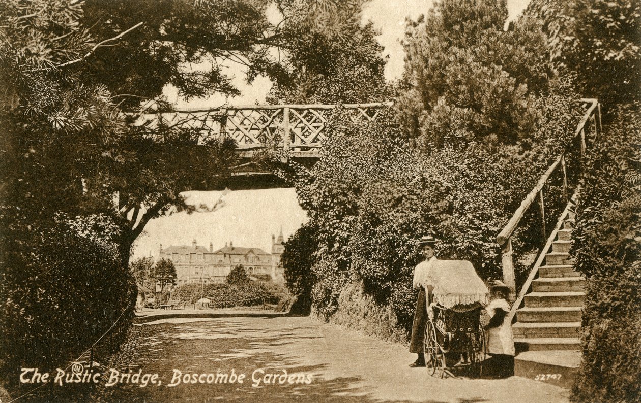 The Rustic Bridge, Boscombe Gardens, Bournemouth, Dorset, c1900-c1919 alkotó: Unbekannt