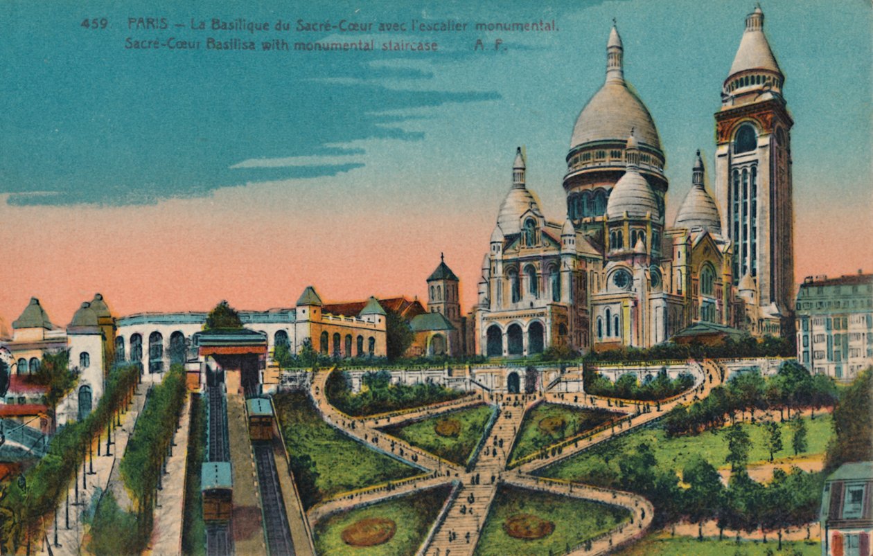 A Sacre-Coeur-bazilika monumentális lépcsővel, Párizs, 1920 alkotó: Unbekannt