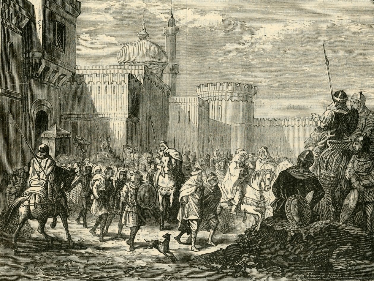 A szaracénok elhagyják Narbonne-t, visszaállítva a franknak, i.sz. 737, 1890. alkotó: Unbekannt