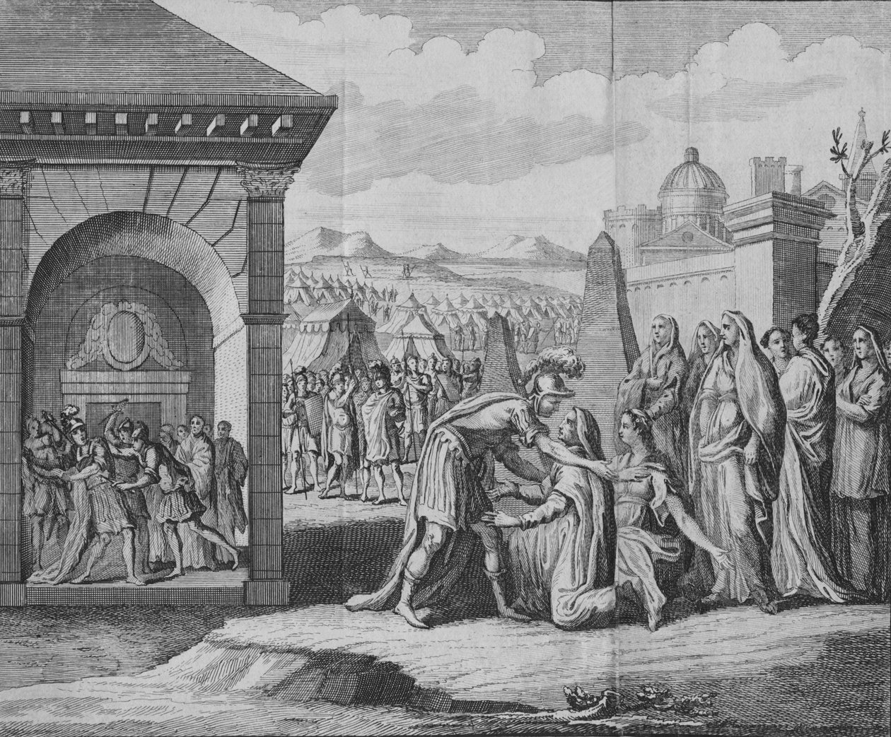 Coriolanus tragédiájának jelenete, 1749. alkotó: Unbekannt