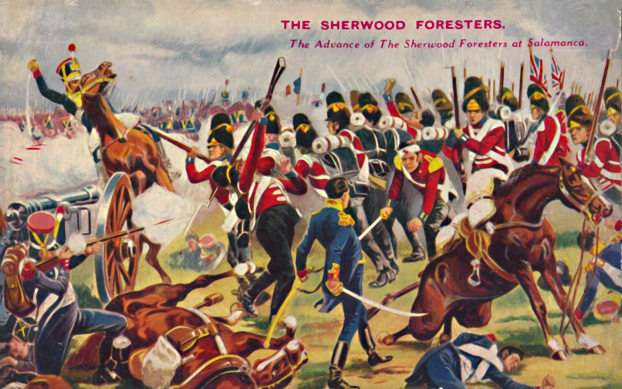 A Sherwood Erdészek. The Advance of The Sherwood Foresters at Salamanca, 1812, 1939. alkotó: Unbekannt