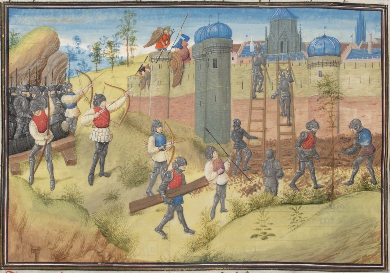 Jeruzsálem ostroma, 1099. Türoszi Vilmos miniatúrája a Historiából, 1460-as évek alkotó: Unbekannt