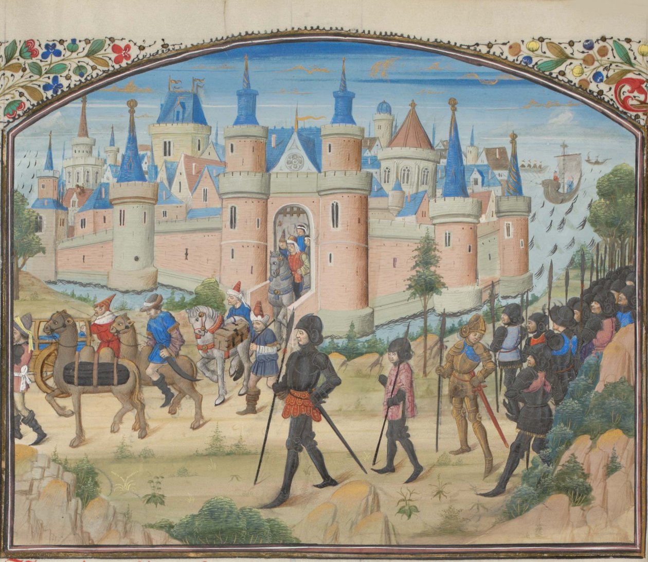 Tyrus ostroma, 1124. Türosz Vilmos miniatúrája a Historiából, 1460-as évek alkotó: Unbekannt