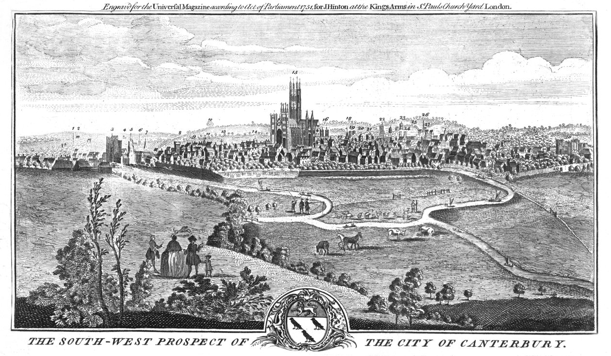 Canterbury város délnyugati kilátása, c1776 alkotó: Unbekannt