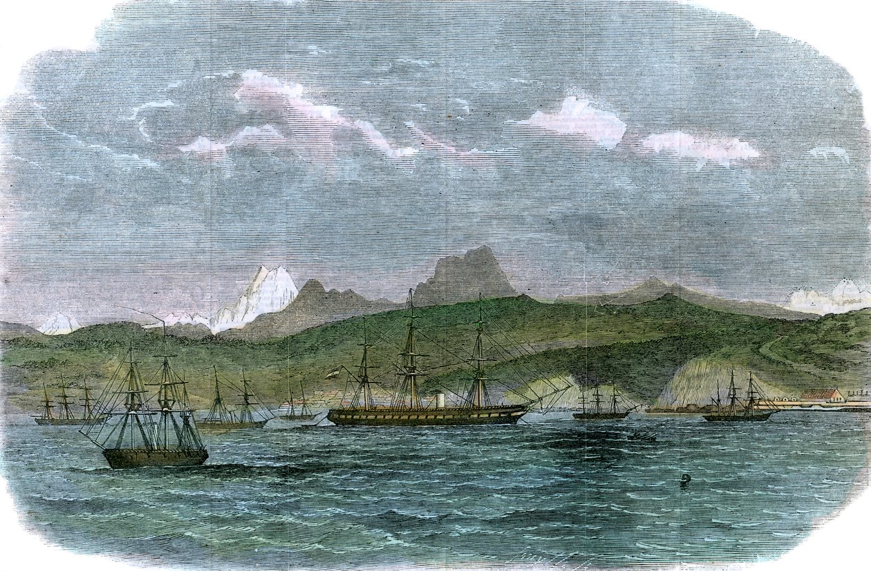 A spanyol blokádosztag Valparaisóban, Chilében, 1880 körül alkotó: Unbekannt