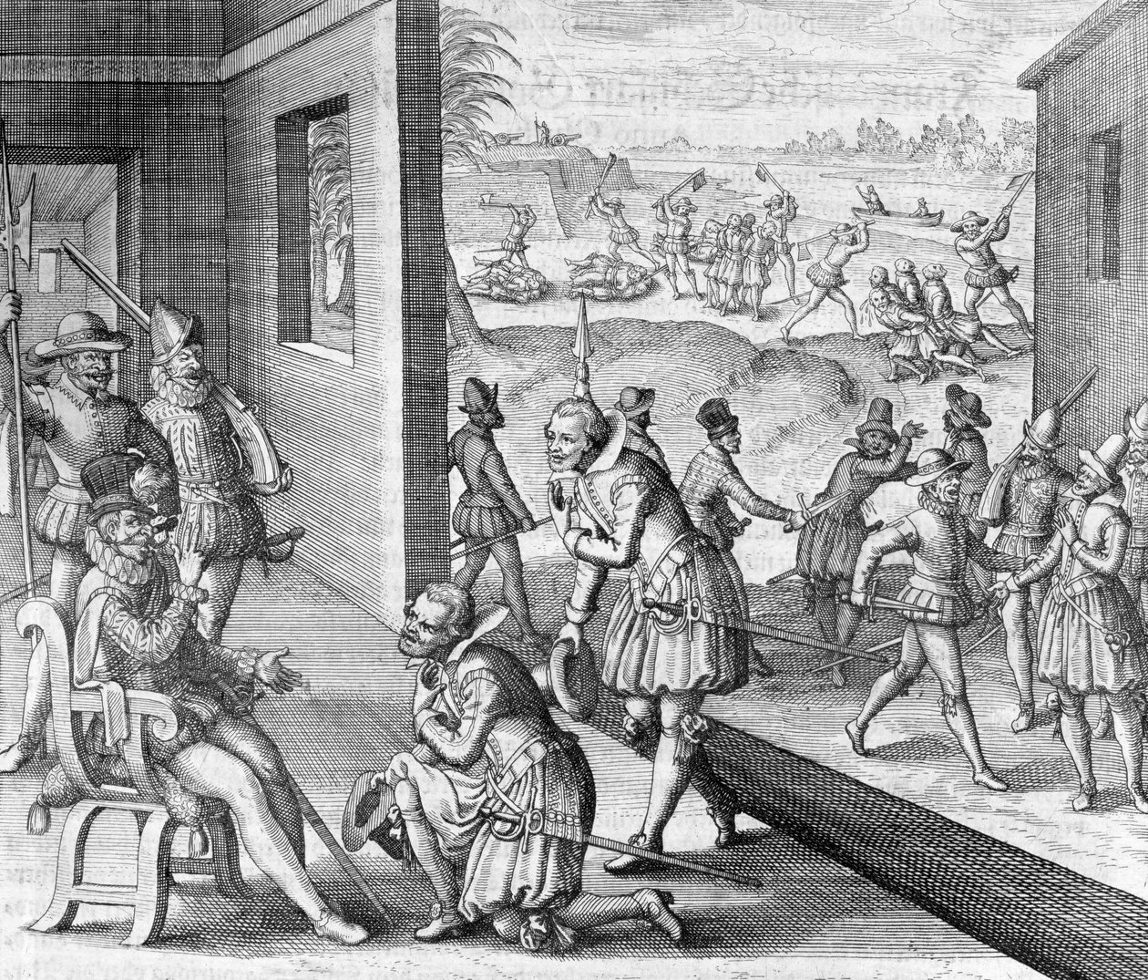 A spanyolok elfoglalják Fort Caroline-t, 1565 1631 alkotó: Unbekannt