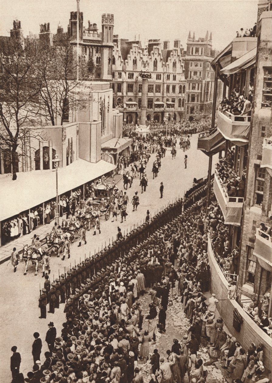 Az állami edző VI. György király 1937-es megkoronázása után elhagyja a Westminster Abbeyt alkotó: Unbekannt