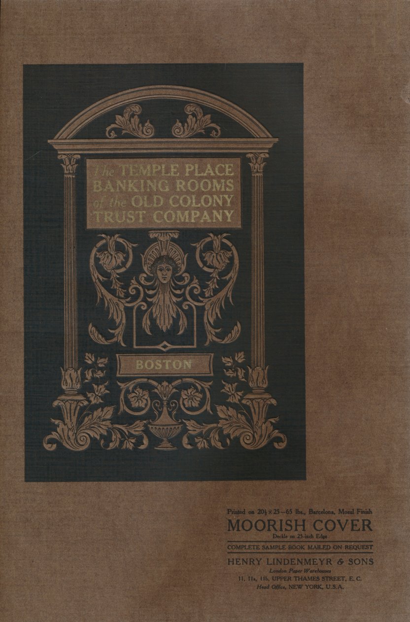 The Temple Place Banking Rooms of the Old Colony Trust Company - Moorish Cover, 1909. alkotó: Unbekannt