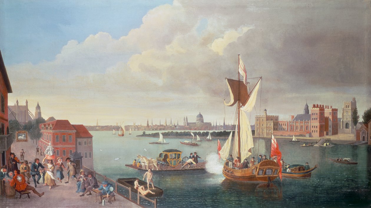 „The Thames at Horseferry”, 1710 alkotó: Unbekannt