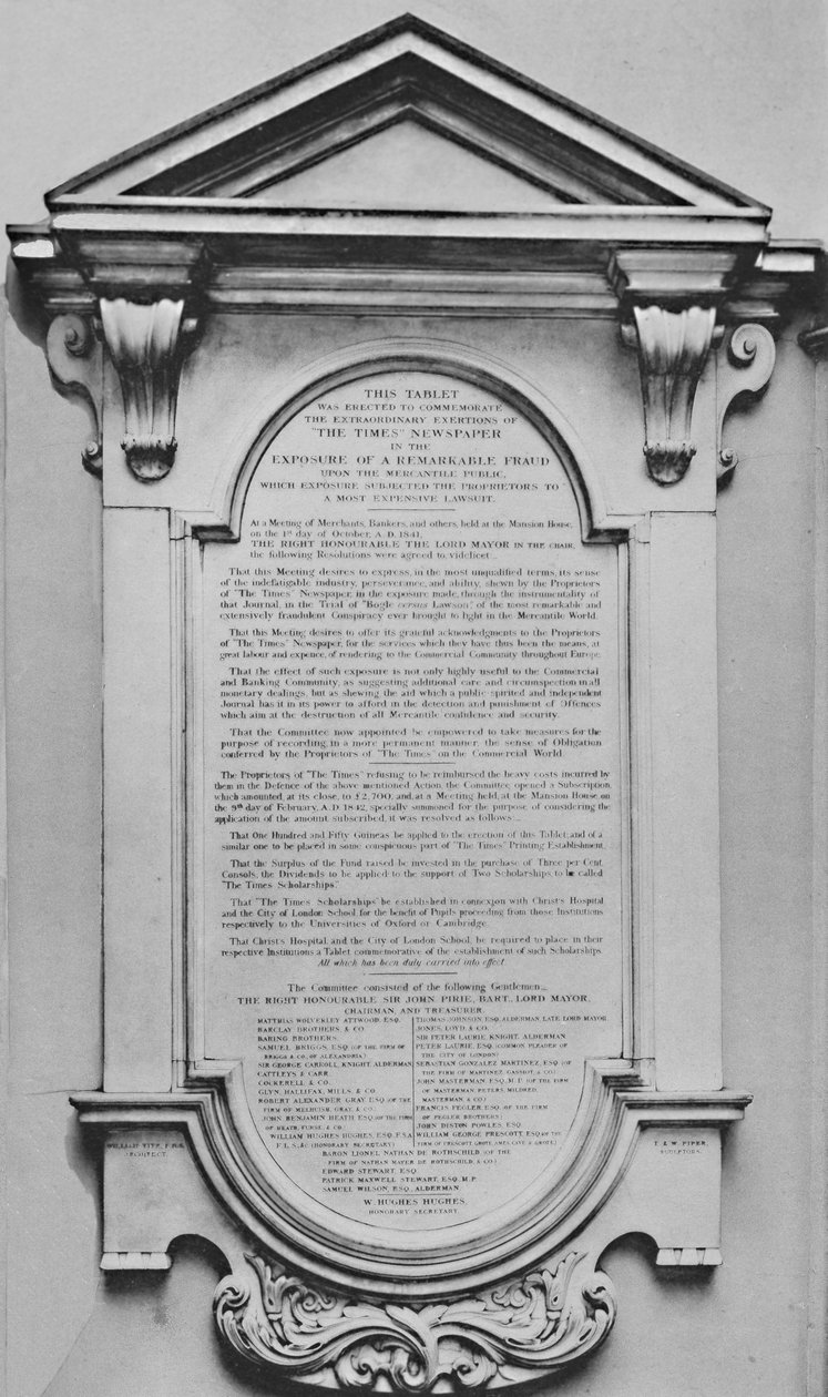 The Times Memorial Lloydsban, 1800-as évek, 1928 alkotó: Unbekannt