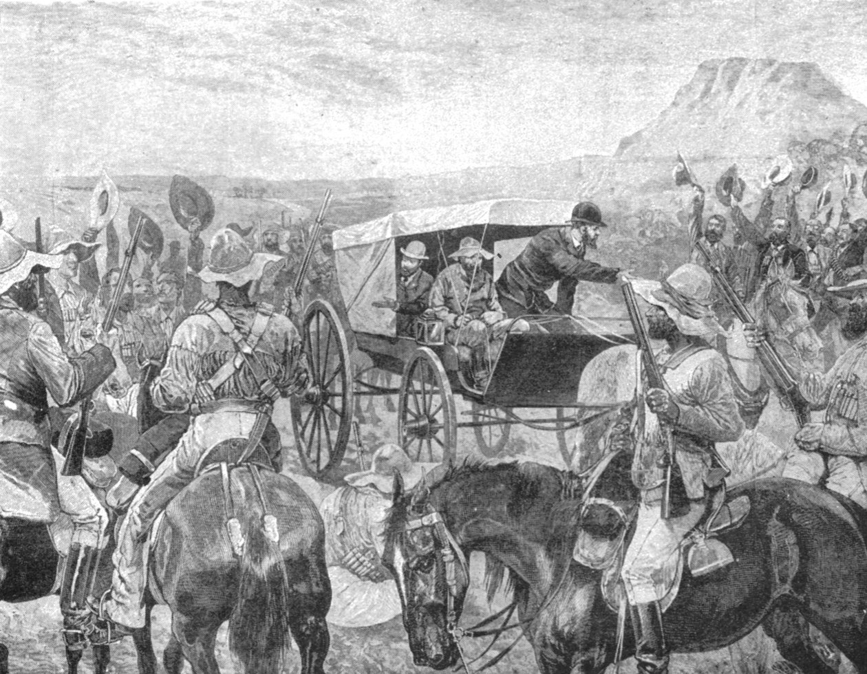 A transzvaali háború, 1881: Brand elnök békenyilatkozatot tesz Laings Nekben, 1901. alkotó: Unbekannt