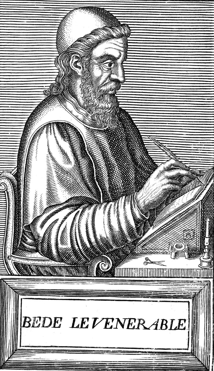 The Venerable Bede c673-735, angolszász teológus, tudós és történész, c1584 alkotó: Unbekannt