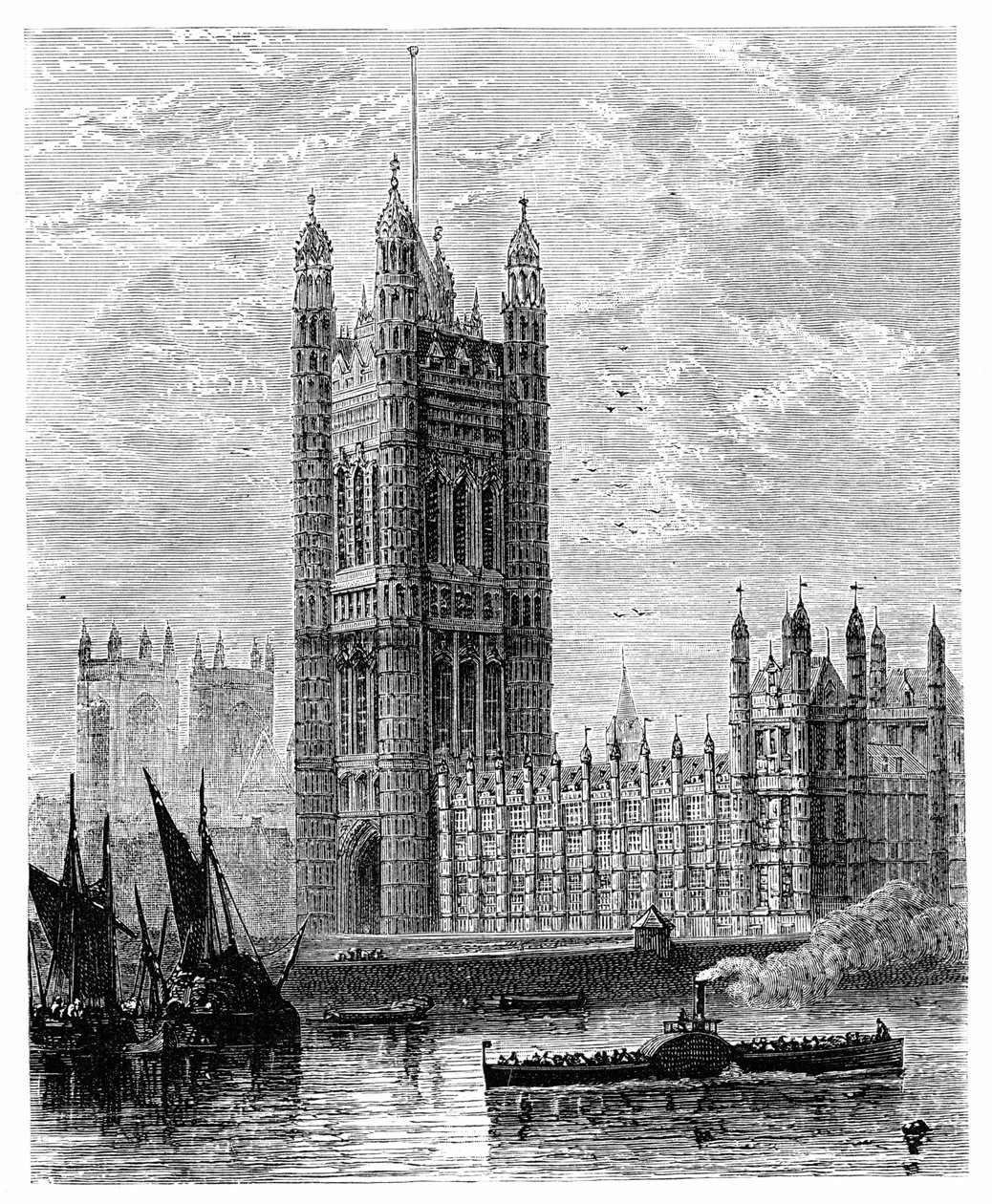 A Victoria Tower és a Parlament épülete, London, 1900 alkotó: Unbekannt