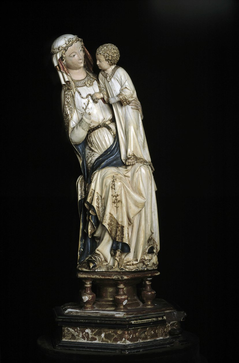 A Szűz és a Gyermek Jézus. Márványszobor 1350-1375 körül. 45 cm Collegiale Notre Dame. Villeneuve les Avignons (Gard). alkotó: Unbekannt