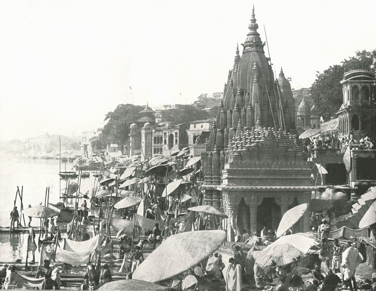 A Visnu-tó és Ghat, Benares, India, 1895. alkotó: Unbekannt