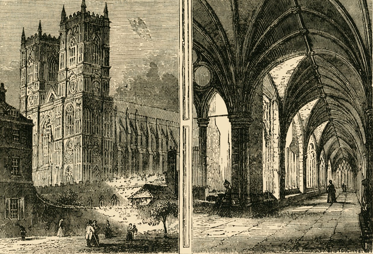 A Westminster Abbey nyugati tornyai és kolostorai, 1881. alkotó: Unbekannt