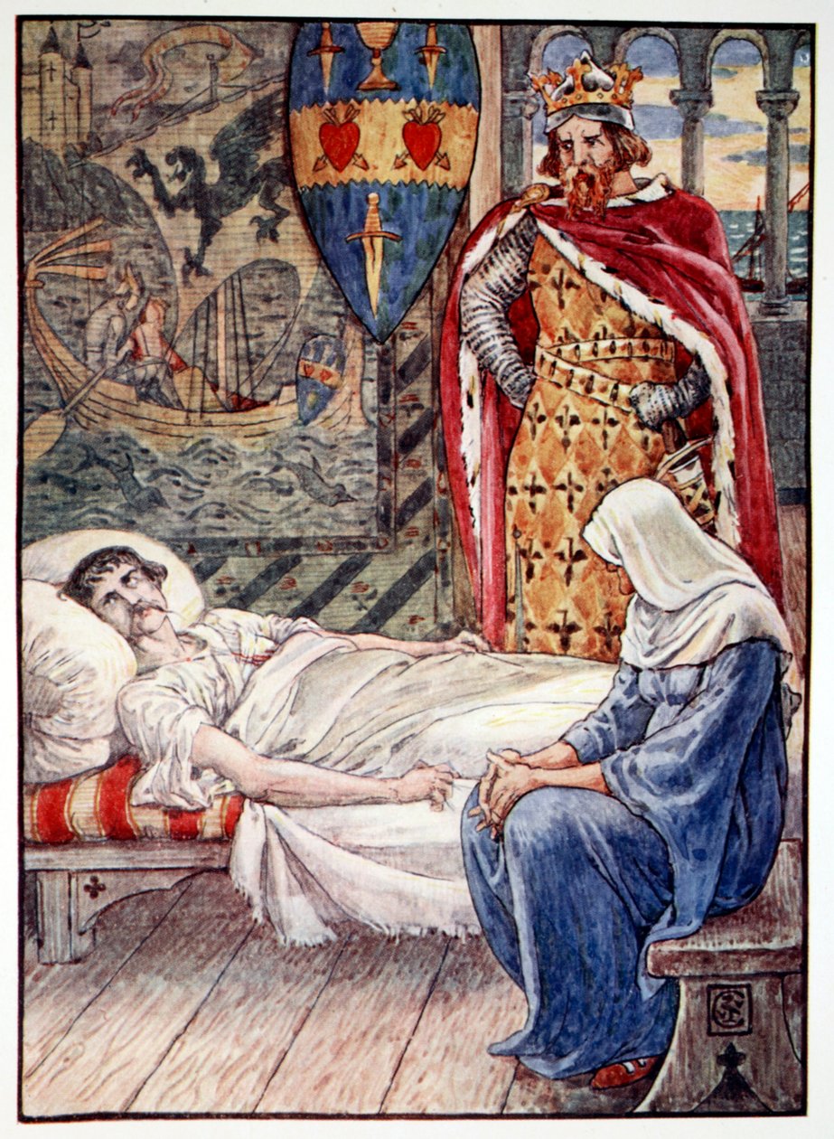 „A boszorkány tanácsot ad Sir Tristram sebével kapcsolatban”, 1911 alkotó: Unbekannt