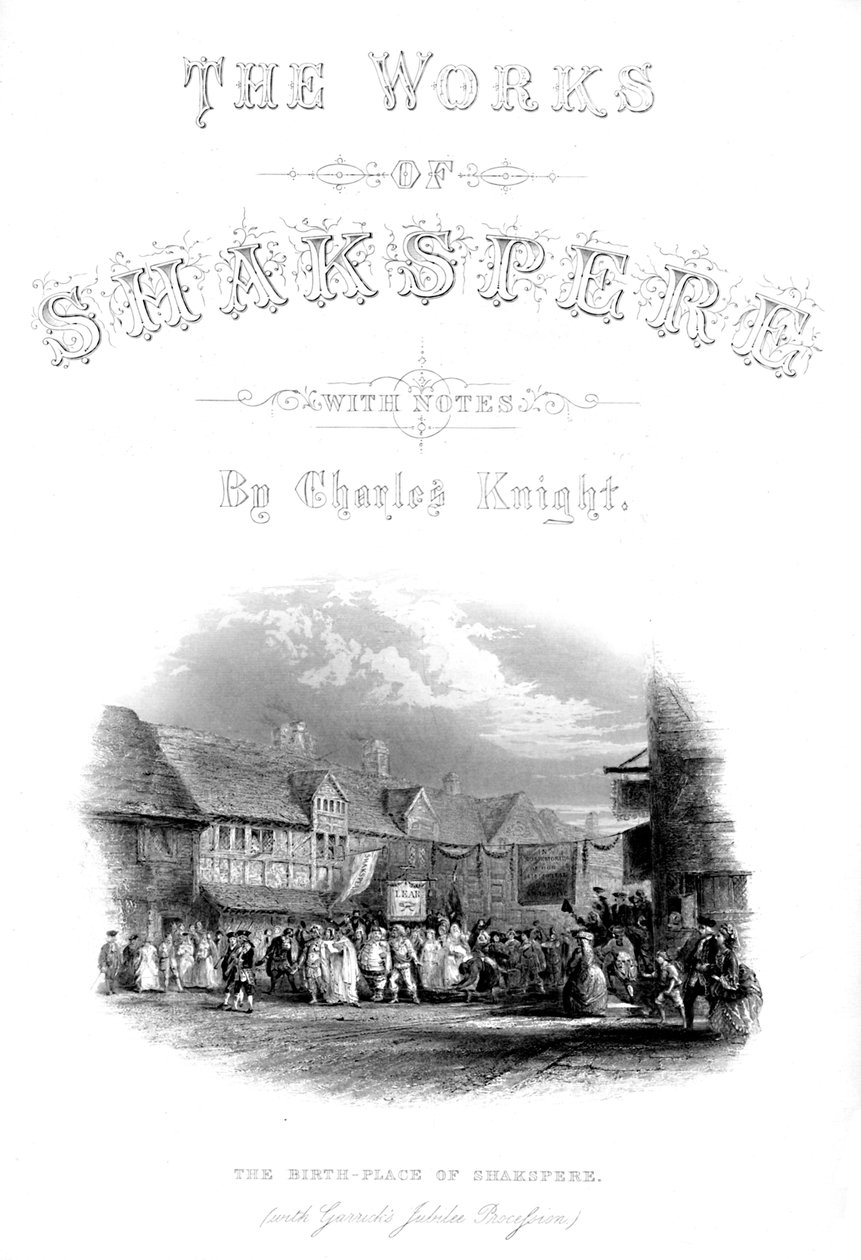Shakspere művei – Shakspere születési helye Garics jubileumi körmenettel, 1870. alkotó: Unbekannt