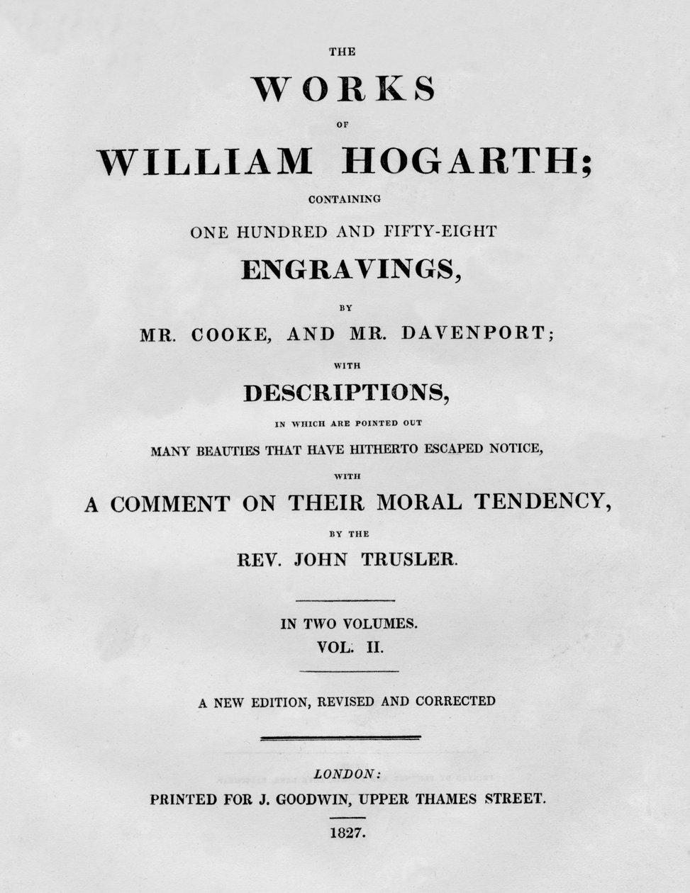 William Hogarth művei, II. kötet, 1827. alkotó: Unbekannt