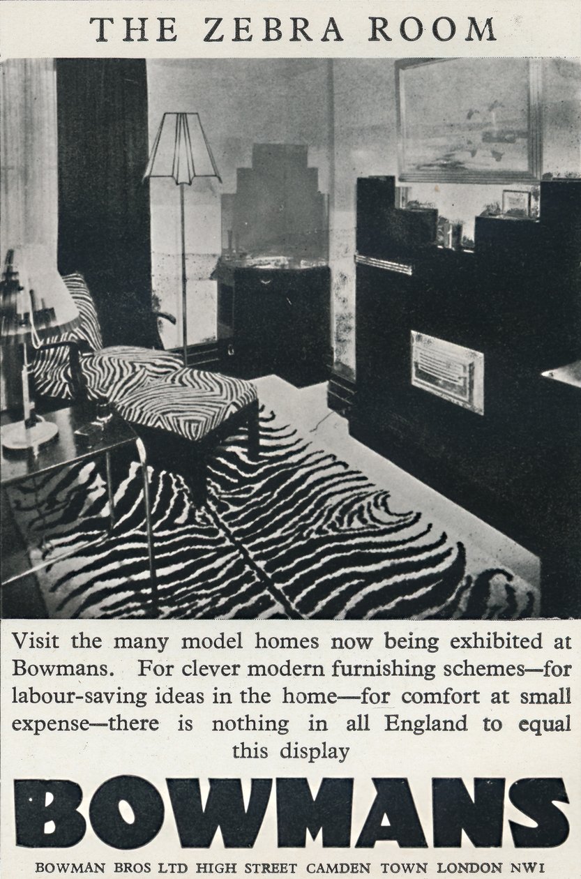 A Zebra szoba – Bowmans, 1933 alkotó: Unbekannt