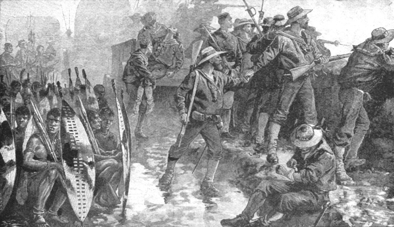 A zulu háború, 1879: Men of H.M.S. Shah a Laagerben Ginghilovóban, 1901. alkotó: Unbekannt