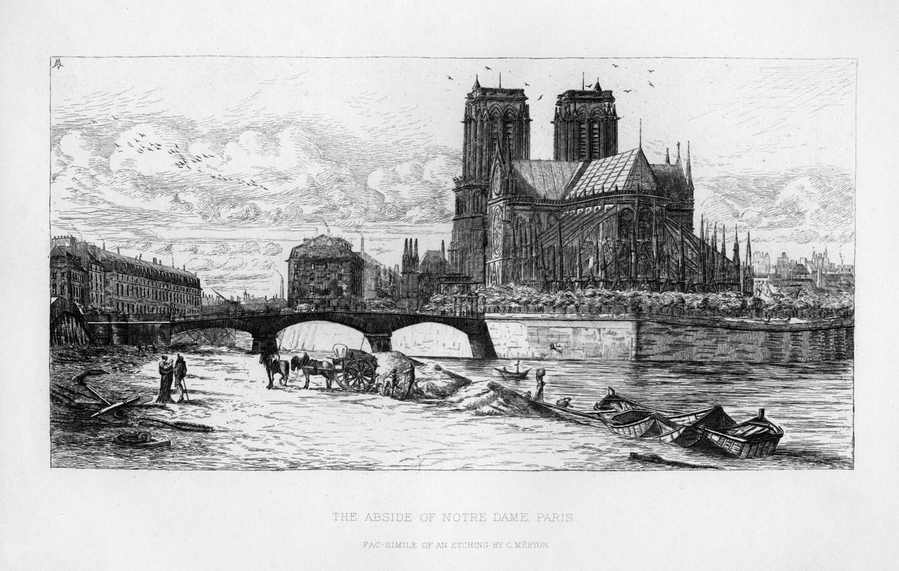A Notre Dame székesegyház mellékapszisa, Párizs, Franciaország, XIX. század alkotó: Unbekannt