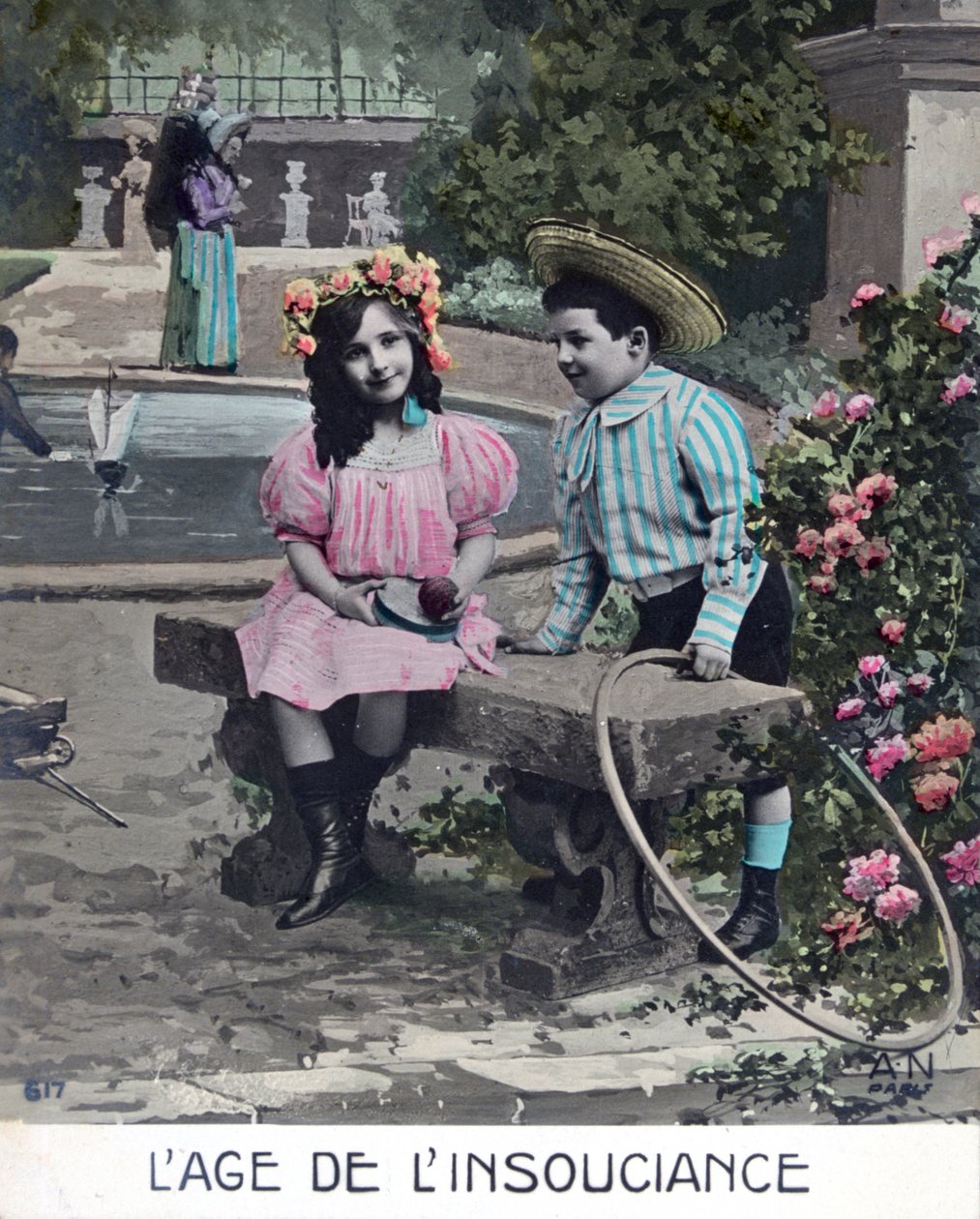 Az ártatlanság kora, francia képeslap, 1900 körül alkotó: Unbekannt