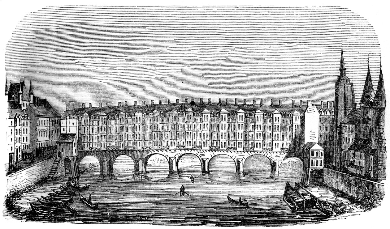 Az ősi Pont aux Changers, Párizs, Franciaország, 1849. század XVI alkotó: Unbekannt