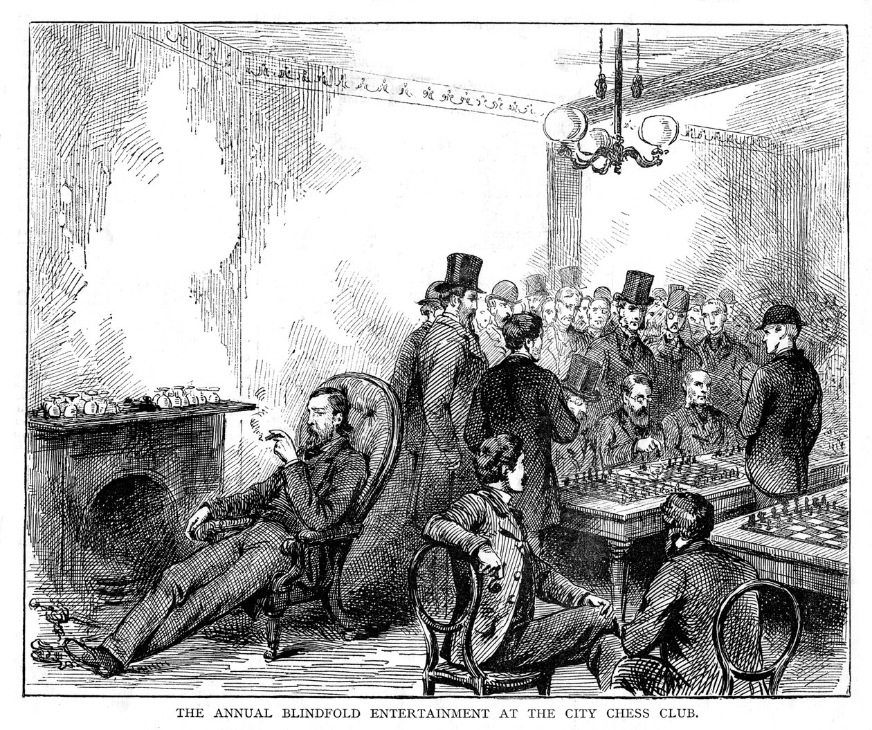 A városi sakkklub éves, bekötött szemű mulatsága, 1876 alkotó: Unbekannt